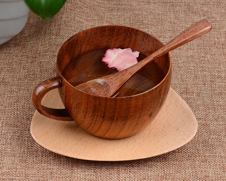 Wooden Coffee Mug and Spoon Set