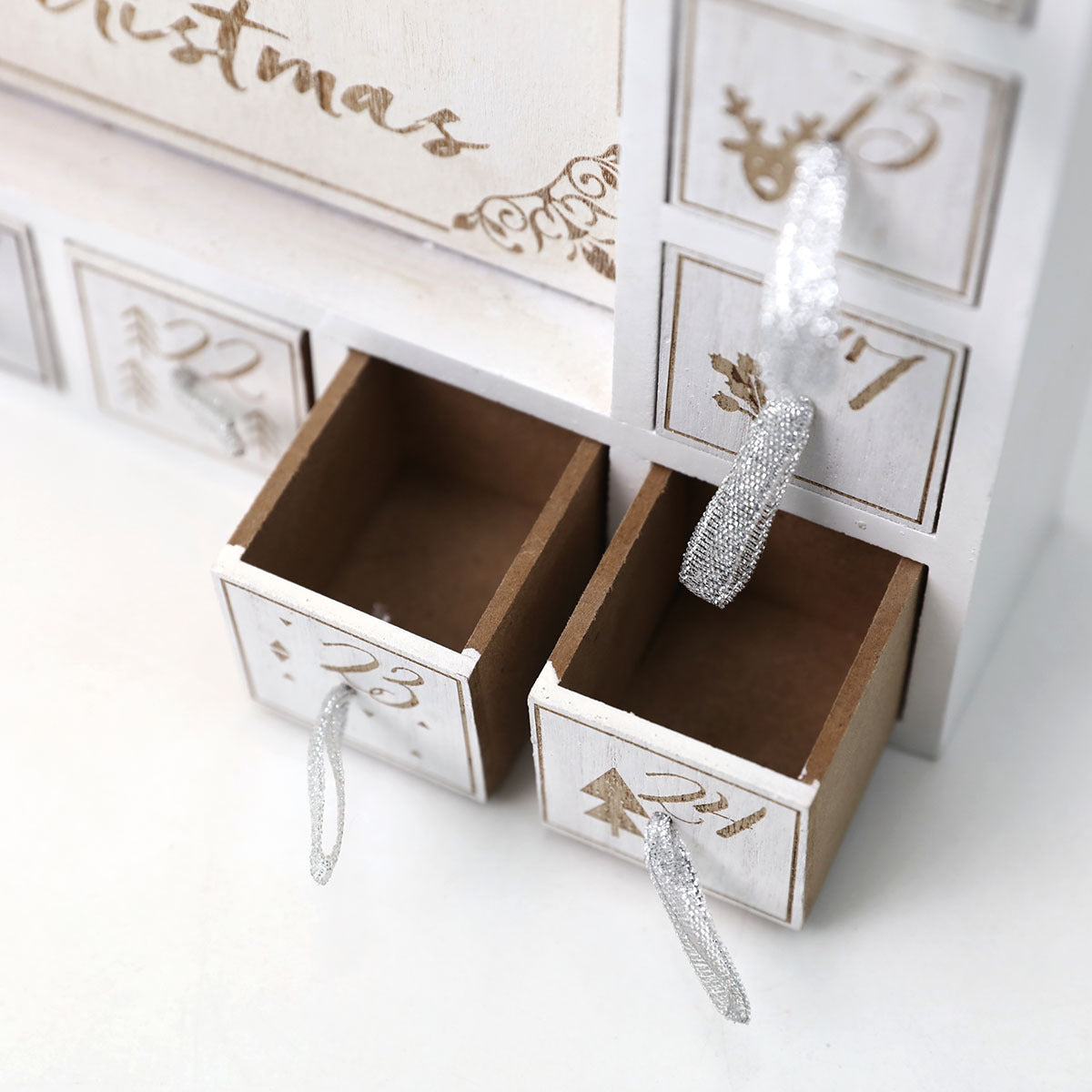 Scandinavian Wooden Christmas Countdown Calendar with Soft Lighting