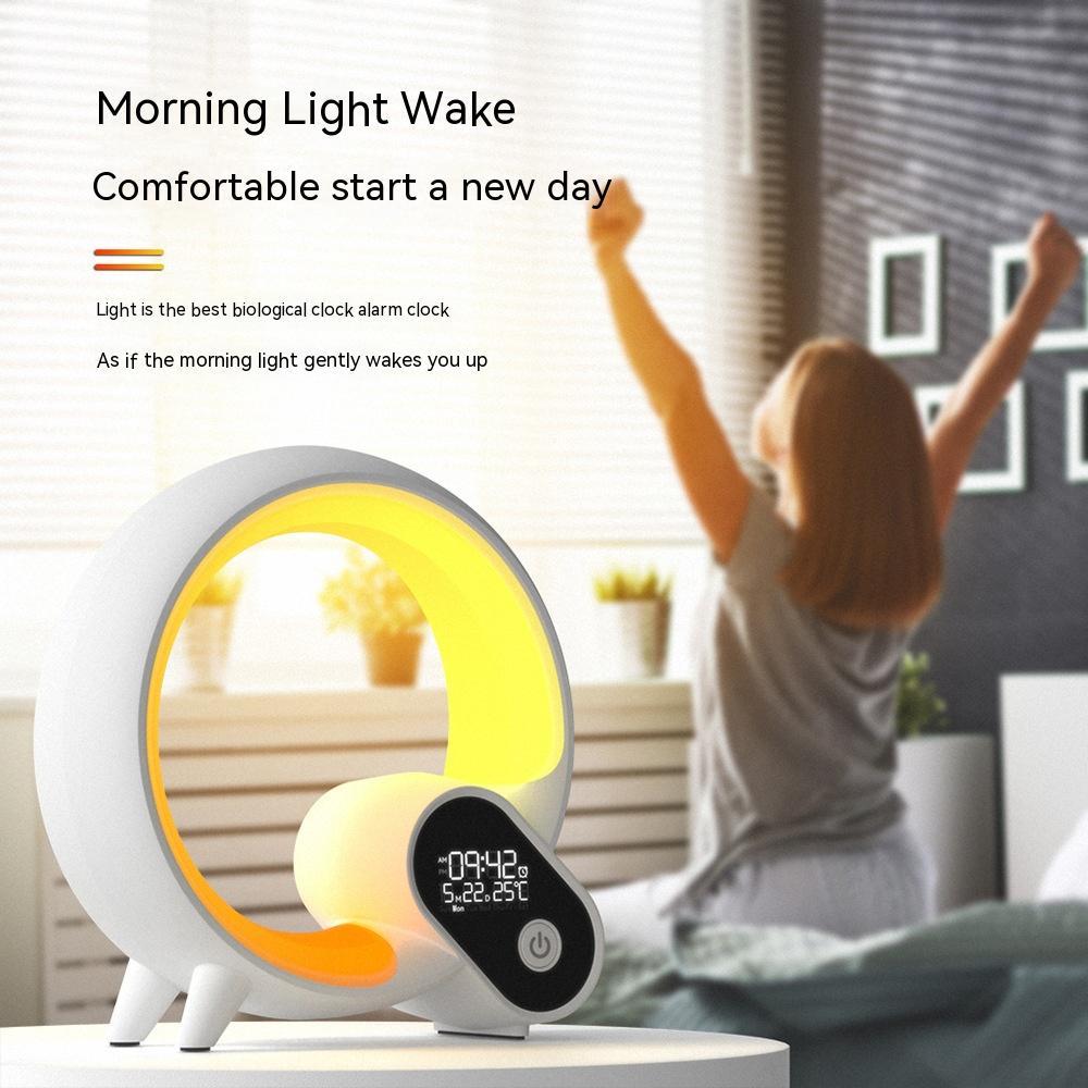 Creative Q Light Analog Sunrise Digital Display Vækkeur Bluetooth Audio Intelligent Wake-up Q Farverigt Atmosphere Light