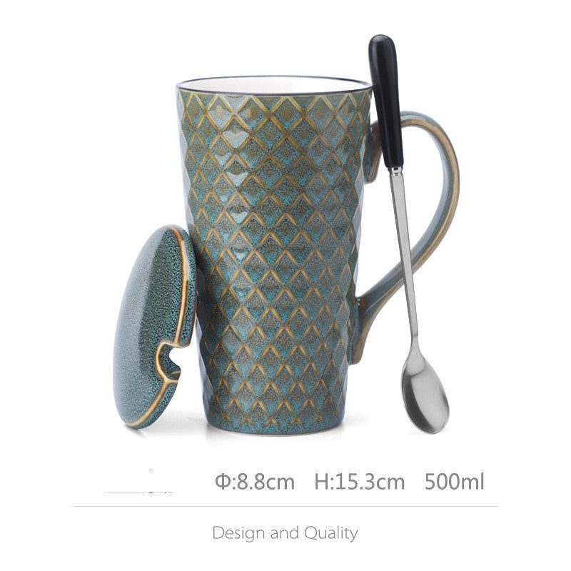 Elegant Vintage Ceramic Mug with Spoon