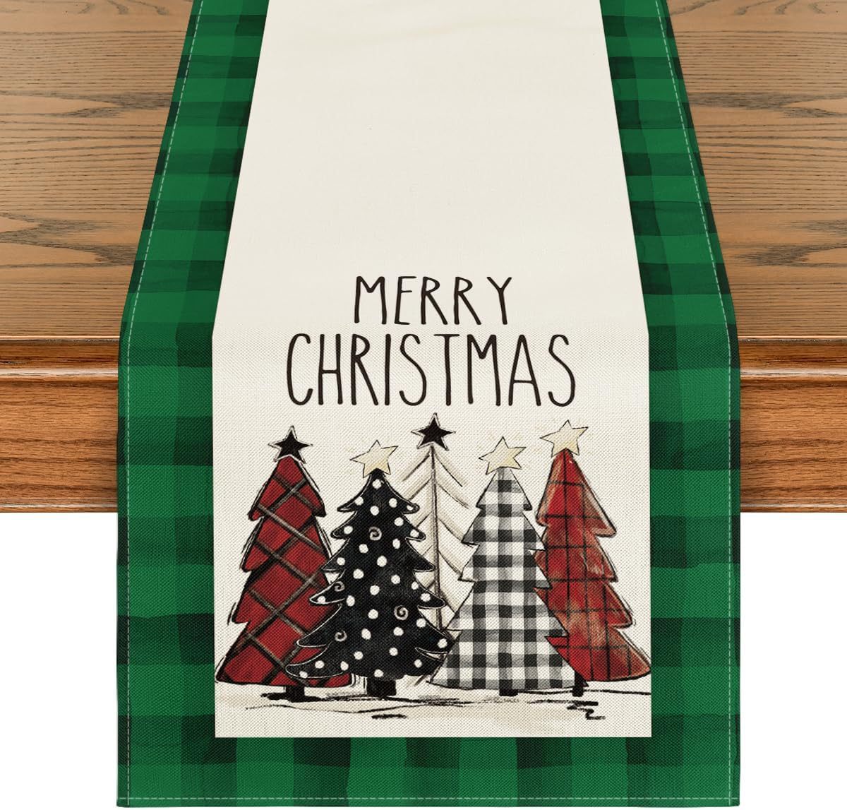 Beautiful Merry Xmas Table Runner in  Seasonal Winter Designs for Holiday Kitchen Dining Table Decoration For Indoor Outdoor Home Party Decor 13 X 72 Inch