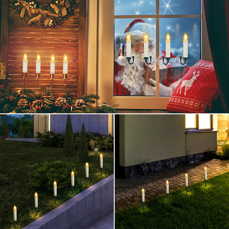 Warmbeiges LED-Weihnachtsbaum-Set mit Kerzenlicht – 10-teilig mit Clips