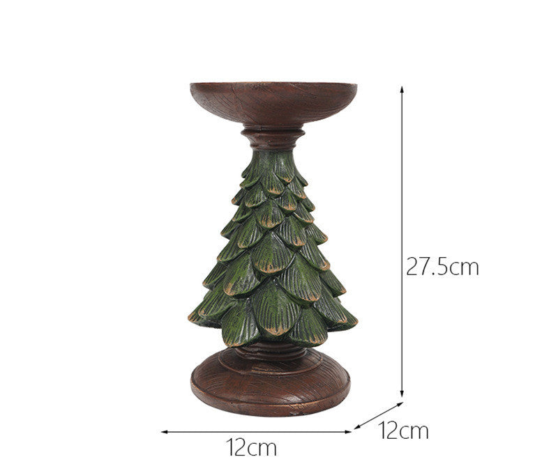 Wooden Christmas Tree Candle Holder Base Figurine Christmas Decorations Candlestick