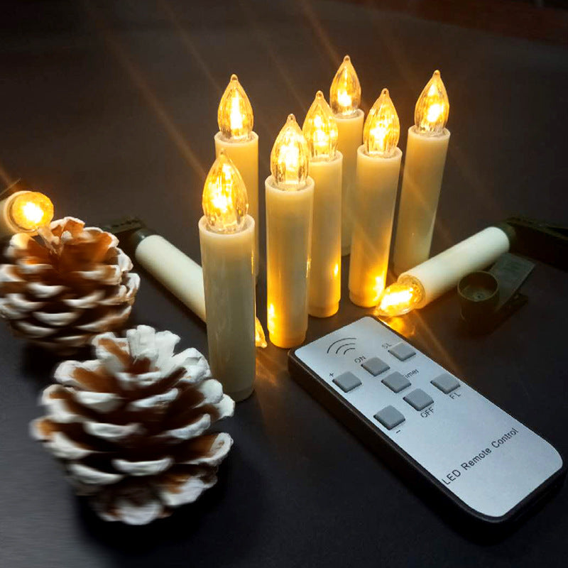 Warmbeiges LED-Weihnachtsbaum-Set mit Kerzenlicht – 10-teilig mit Clips