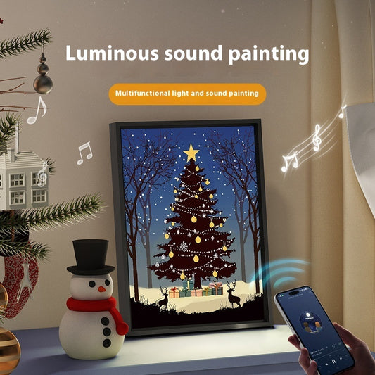 Gorgeous New Luminous Speaker & Festive Christmas Tree Painting Light.  Bluetooth Speaker Desktop Ornament Gift Light And Shadow Art Lighting