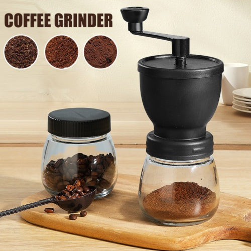 Manual Coffee Bean Grinder | Hand Coffee Grinder with Ceramic Burr and 2 Glass Jars