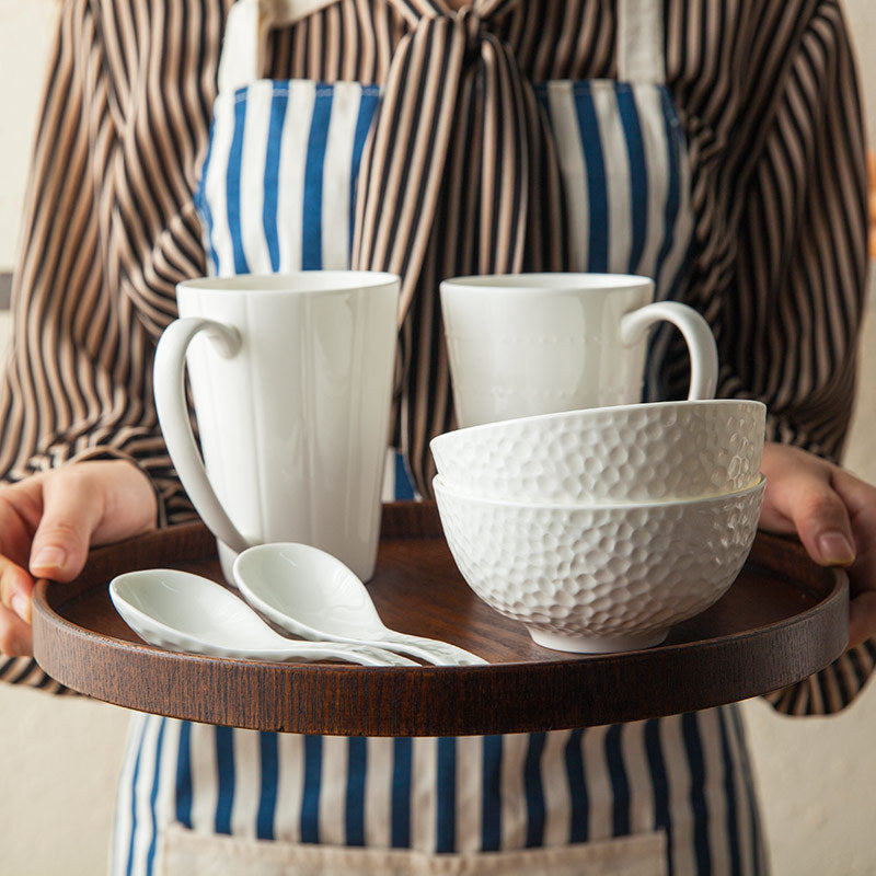 Classic Artisan Retro Dark Wood Round Tray