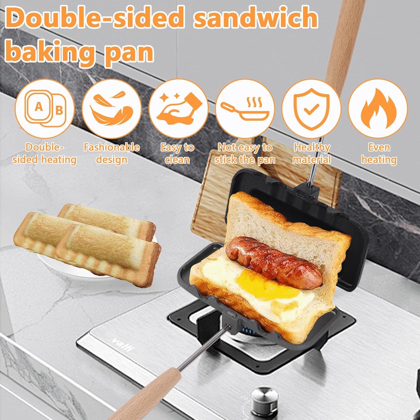 Dobbeltsidet sandwichpande | Non-Stick Foldbar Grill Stegepande