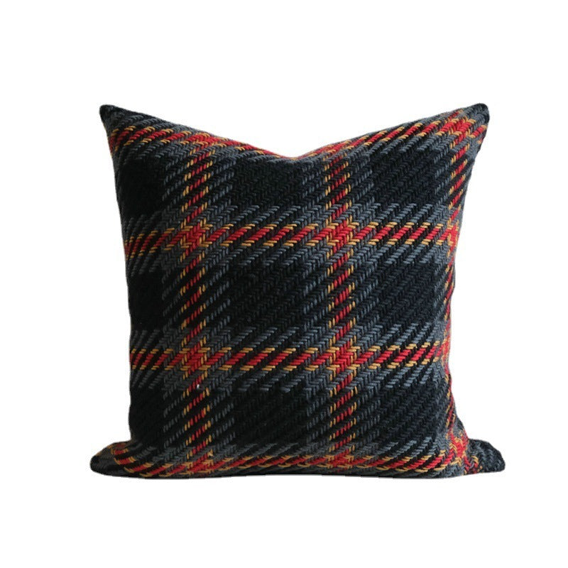 Affordable Luxury Style Plaid Wool Pillow Sofa Cushion Model Room Pillow Cover