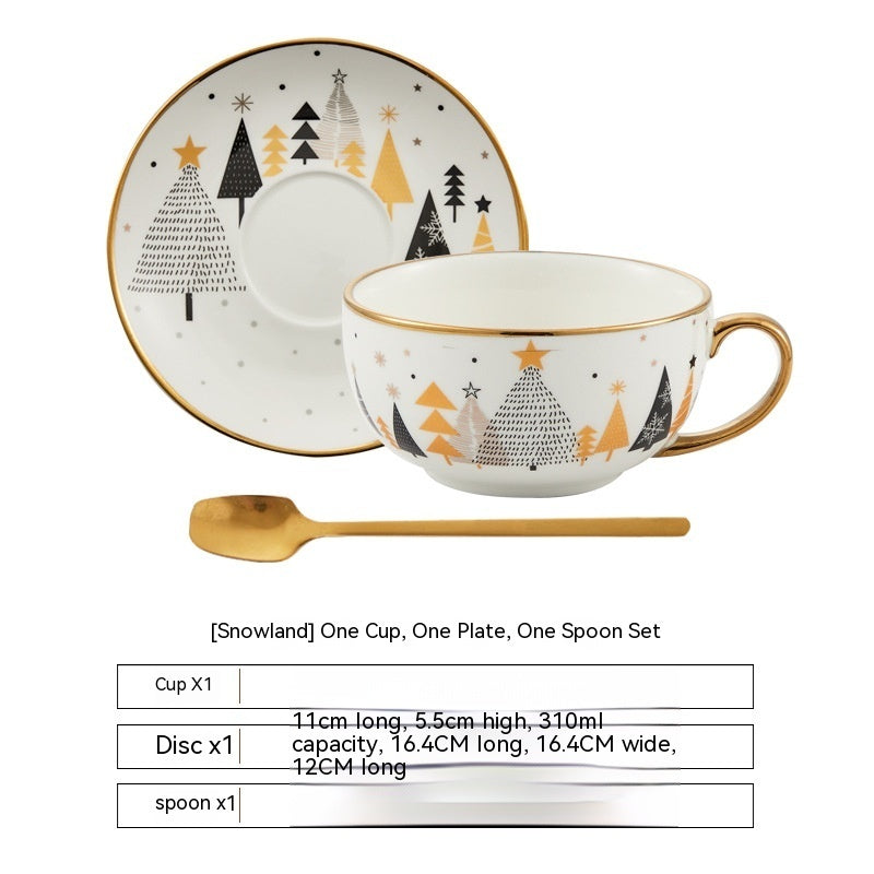 Delicate and Warming High Quality Christmas Ceramic Cup and Saucer