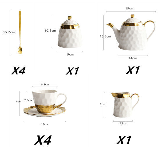 Dimple Effect Ceramic Coffee Cup Set Afternoon Tea Cup Flower Tea Set