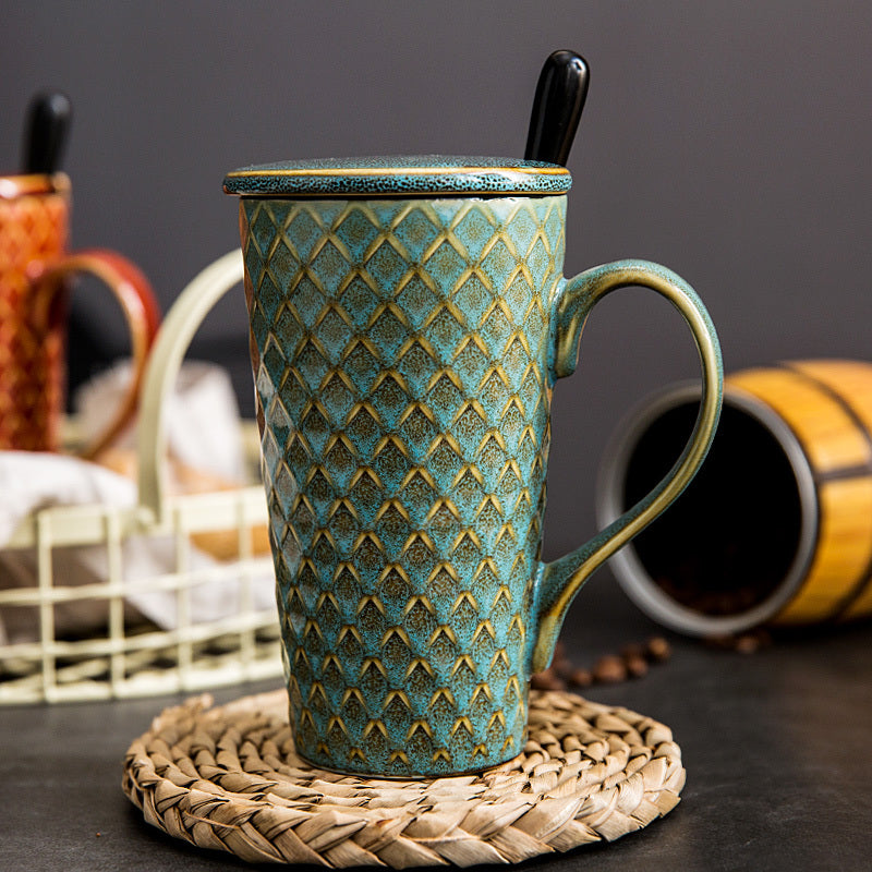 Elegant Vintage Ceramic Mug with Spoon