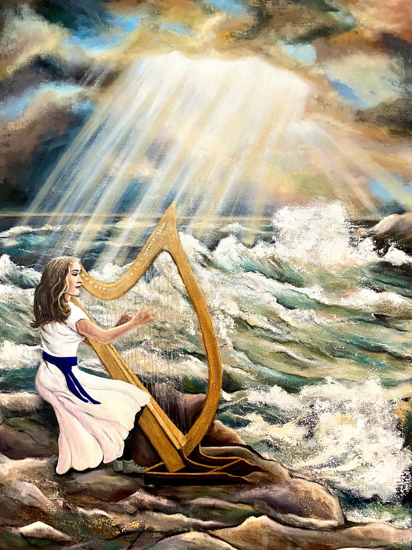 Original Painting -'The Harp of God '43.5 " x 34" (110 cm x & 87 cm)