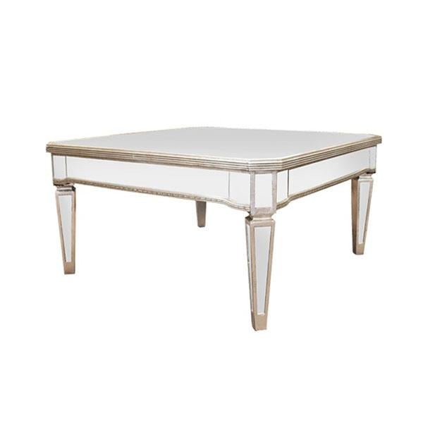 Mirrored Coffee Table Antique Ribbed Square