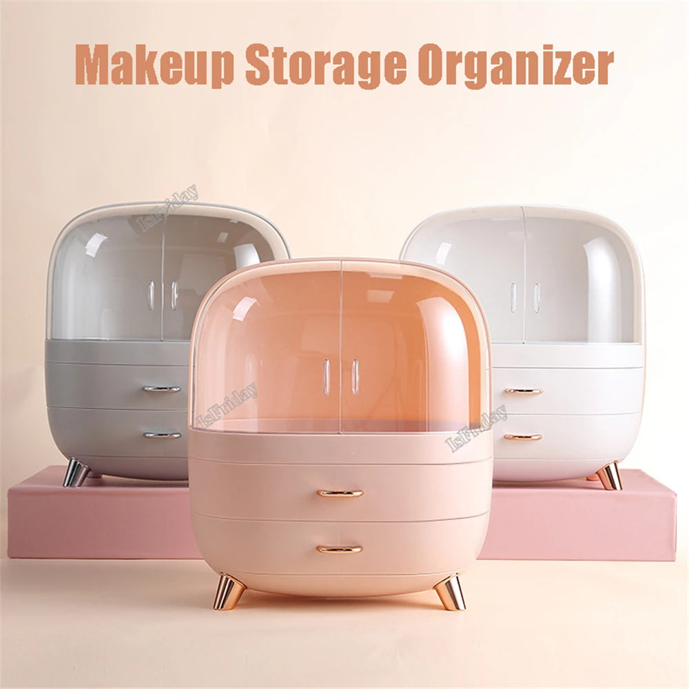 Lys og elegant makeupbeholder Polsk æske Desktop Opbevaring Organizer Makeup Skuffe Stor æske Kosmetisk Kapacitet Opbevaring Negle smykker