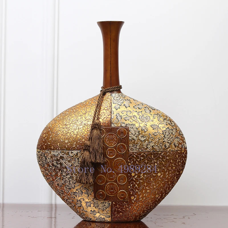 Stunning Retro Resin Vase Gold Decorative Palace