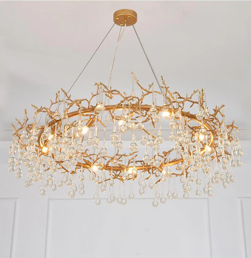 Modern Crystal chandelier for living room luxury Round Home decor hanging light Fixture Luxury Dining Room Wholesale