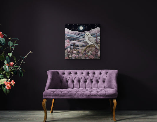 'Owly & Moon' Premium Canvas Print (UNFRAMED) Ready to Hang