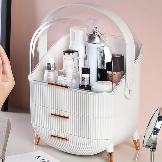 Retro- und elegante Kosmetik-Aufbewahrungsbox für das Badezimmer, große Kapazität, wasserdicht, staubdicht, Schmuck-Make-up-Organizer, Heim-Hautpflege, Make-up-Aufbewahrungsschublade