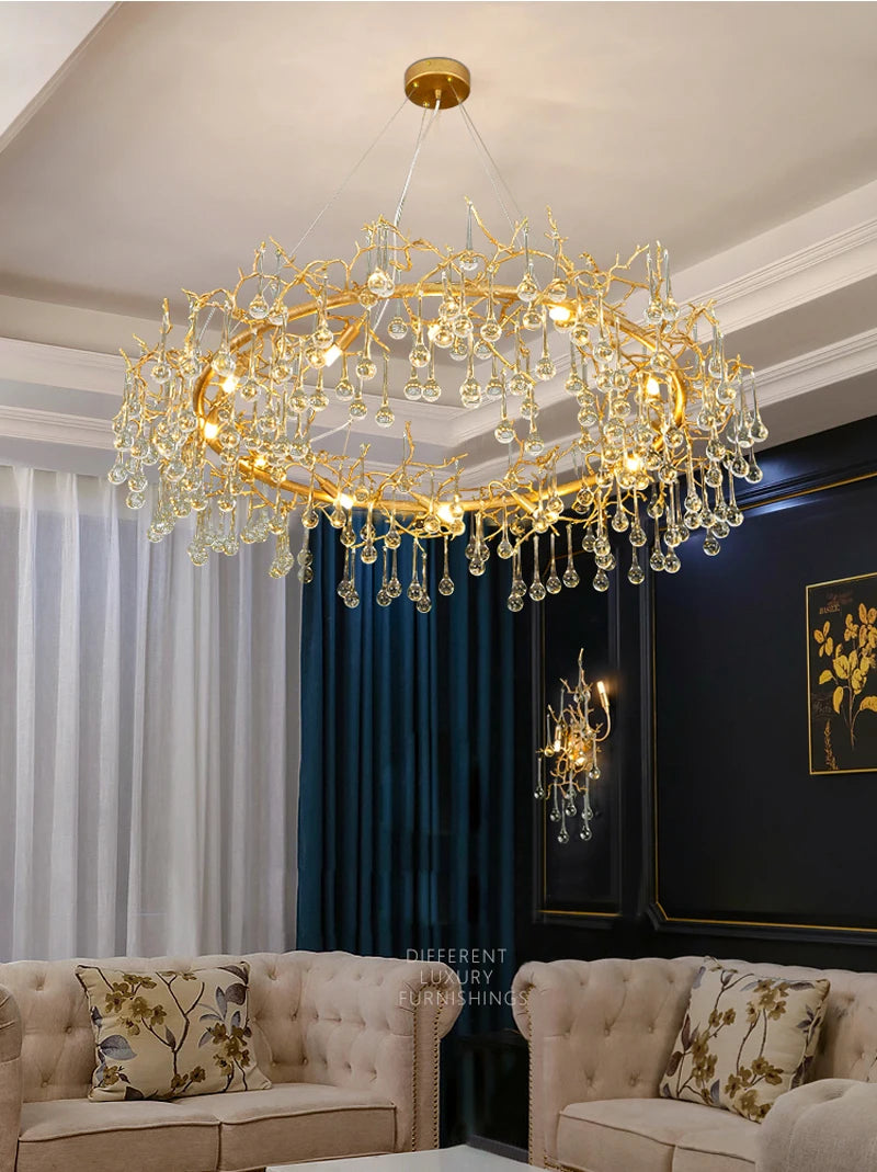 Modern Crystal chandelier for living room luxury Round Home decor hanging light Fixture Luxury Dining Room Wholesale