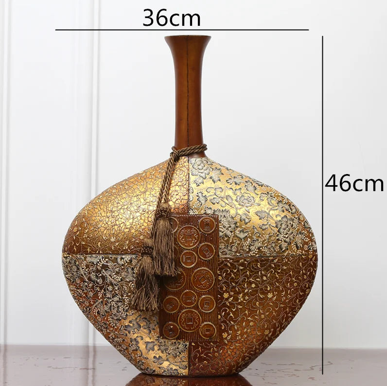 Stunning Retro Resin Vase Gold Decorative Palace