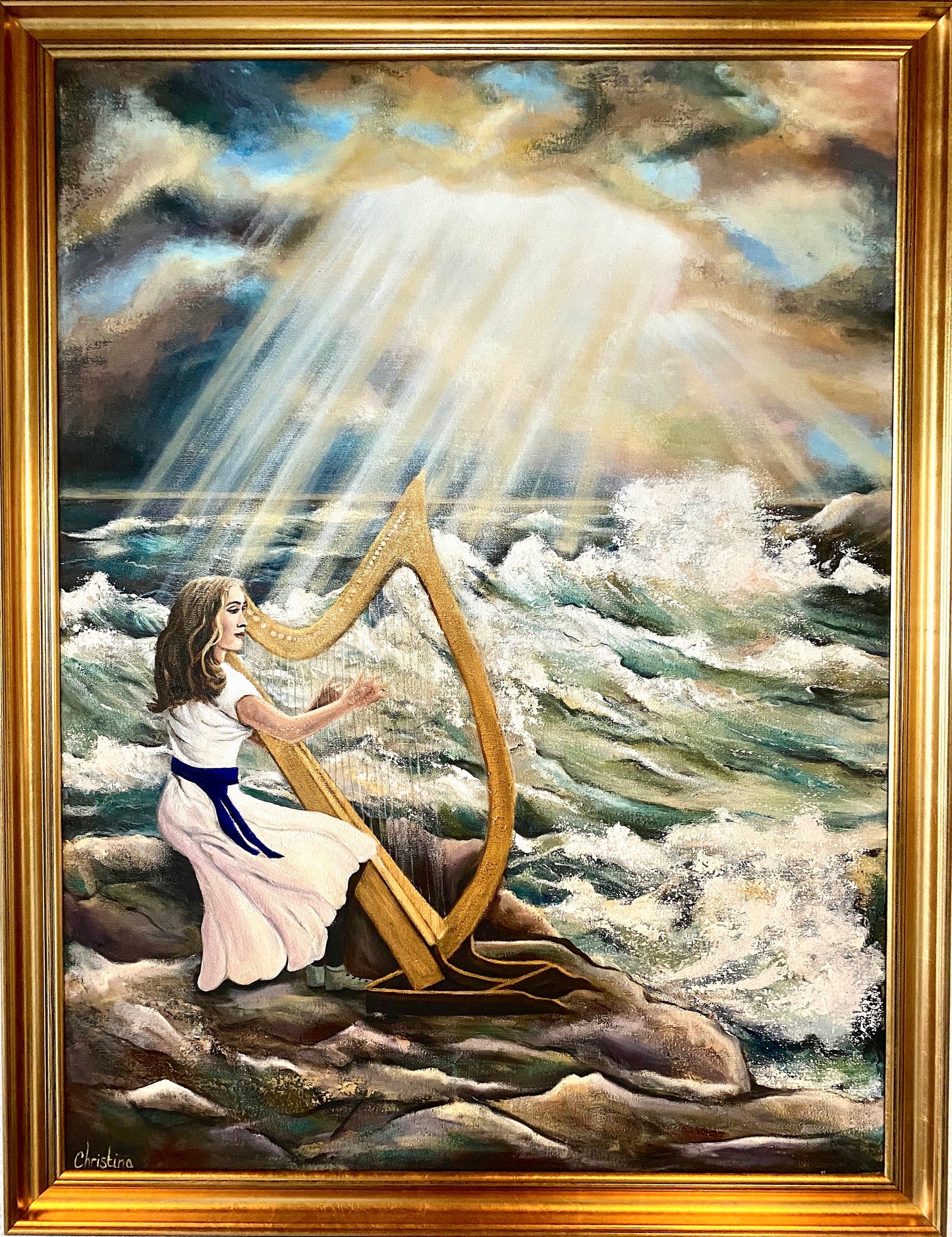 Original Painting -'The Harp of God '43.5 " x 34" (110 cm x & 87 cm)