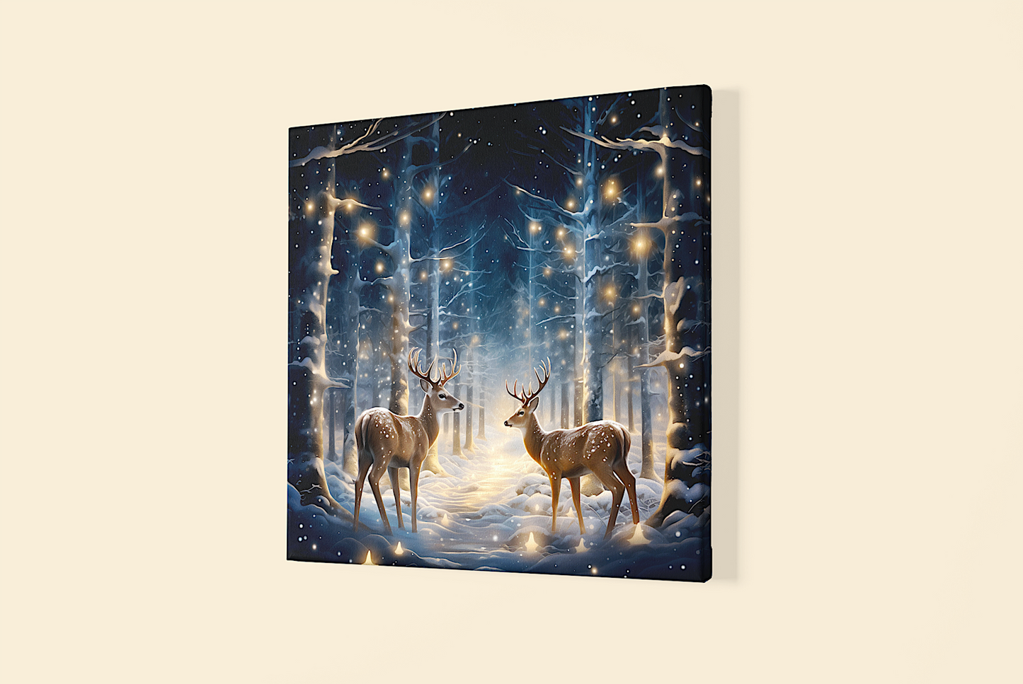 'Winter Magical Deer' Premium Canvas Print (UNFRAMED) Ready to Hang