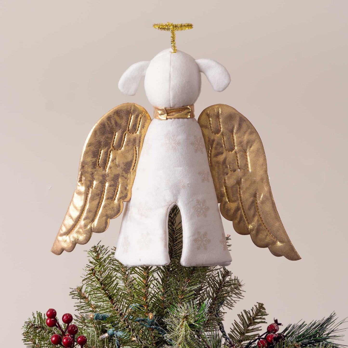 Julemirakel Golden Angel Dog Tree Topper - En charmerende ferietilføjelse til hundeelskere og unge familier