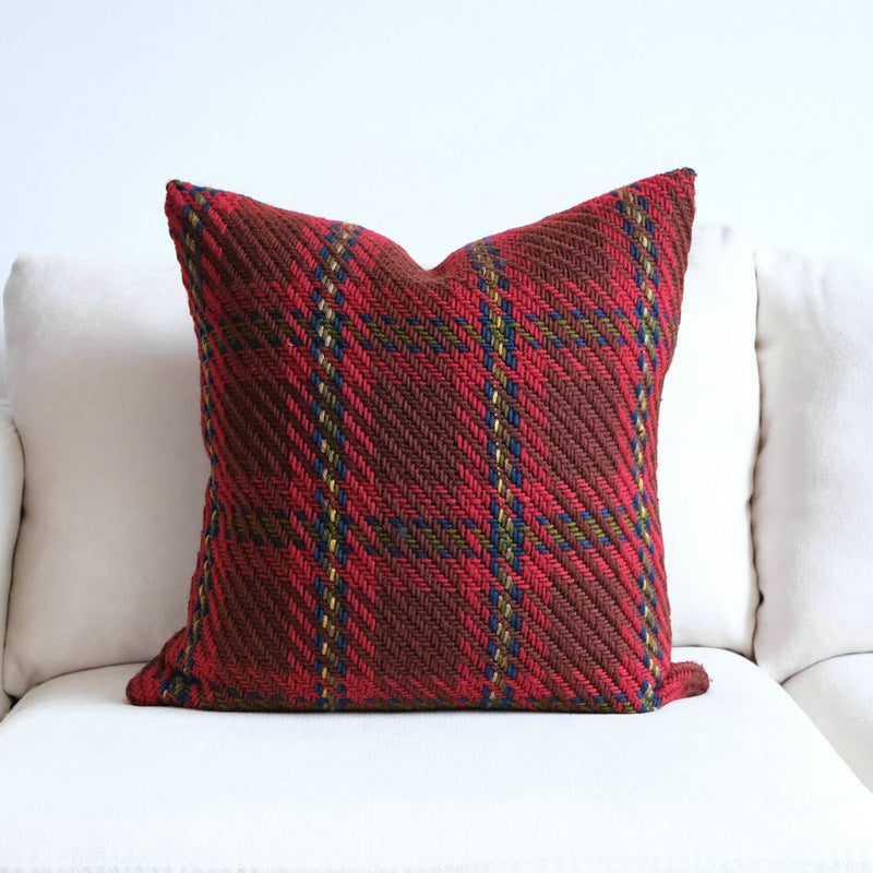 Affordable Luxury Style Plaid Wool Pillow Sofa Cushion Model Room Pillow Cover