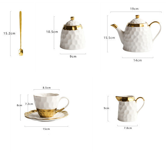 Dimple Effect Ceramic Coffee Cup Set Afternoon Tea Cup Flower Tea Set