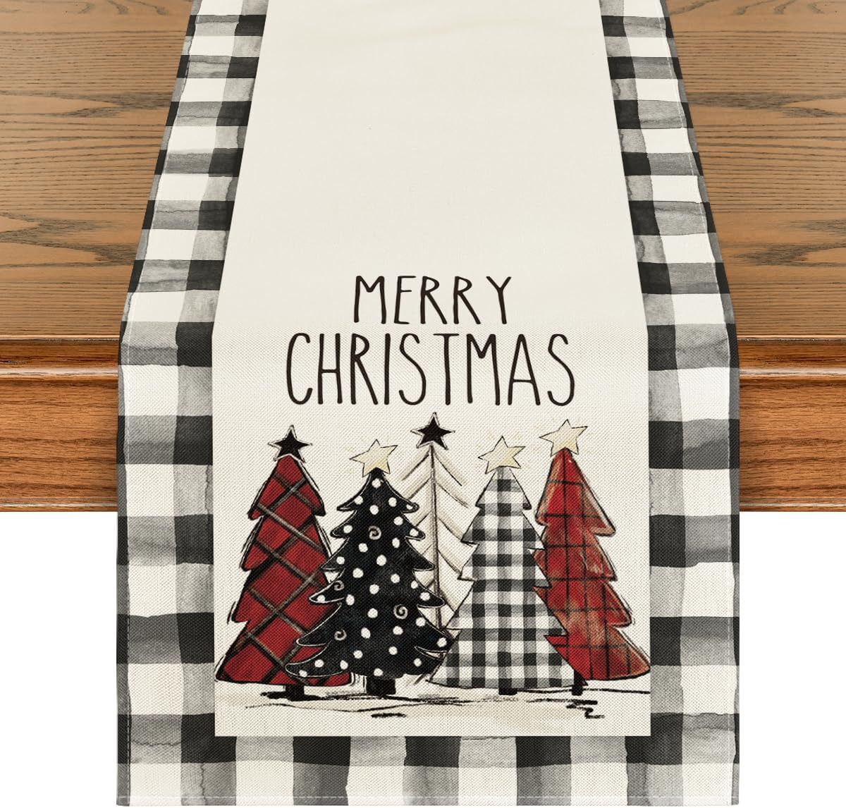 Beautiful Merry Xmas Table Runner in  Seasonal Winter Designs for Holiday Kitchen Dining Table Decoration For Indoor Outdoor Home Party Decor 13 X 72 Inch