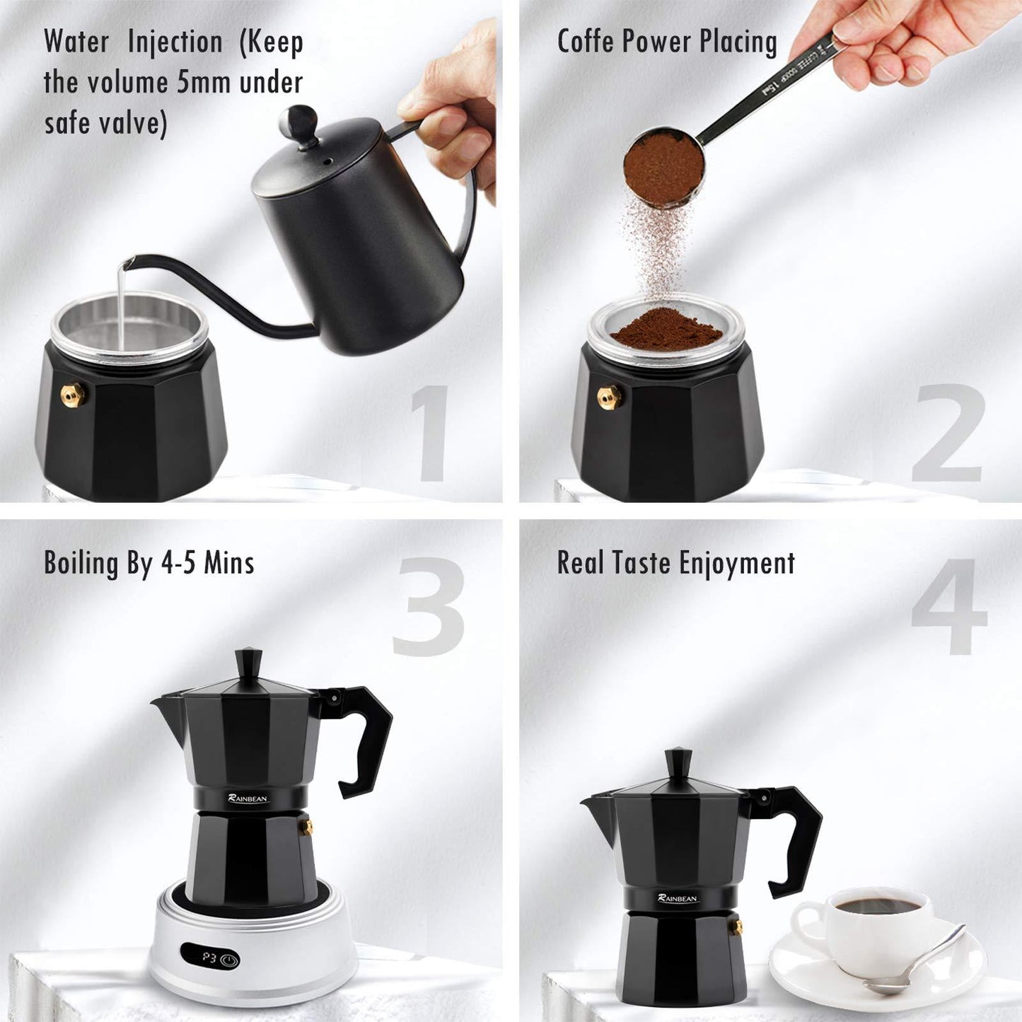 Stovetop Espresso Maker Espresso Cup Moka Pot Classic Cafe Maker Percolator Coffee Maker Italian Espresso for Gas or Electric