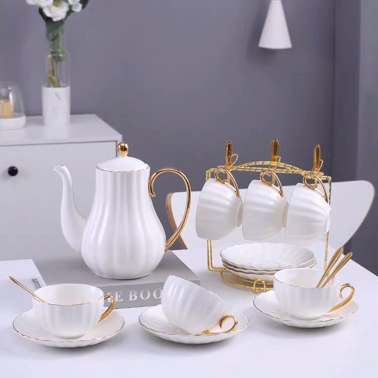 Elegant and Classical Gold Painted Living Room Coffee Cup Tea Set