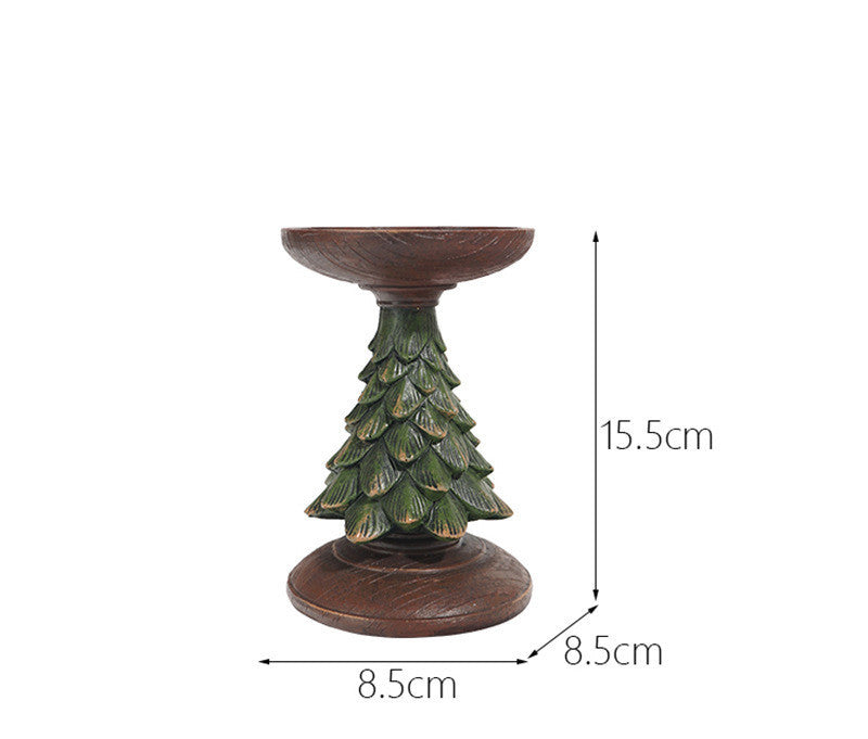 Wooden Christmas Tree Candle Holder Base Figurine Christmas Decorations Candlestick