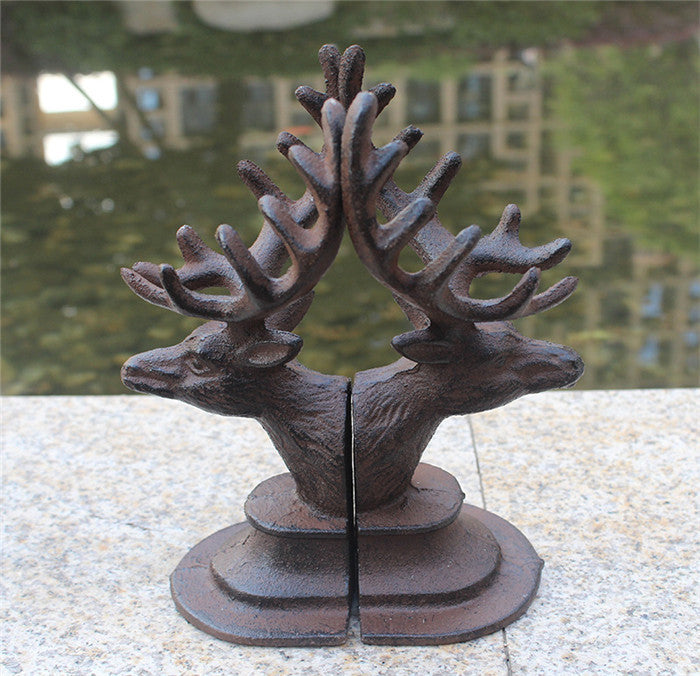 A Touch of Grandeur with the Retro Cast Iron Craft Wrought Iron Stag Head Book ends