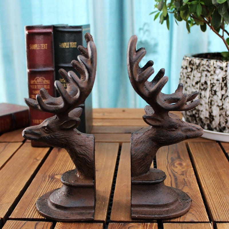 A Touch of Grandeur with the Retro Cast Iron Craft Wrought Iron Stag Head Book ends