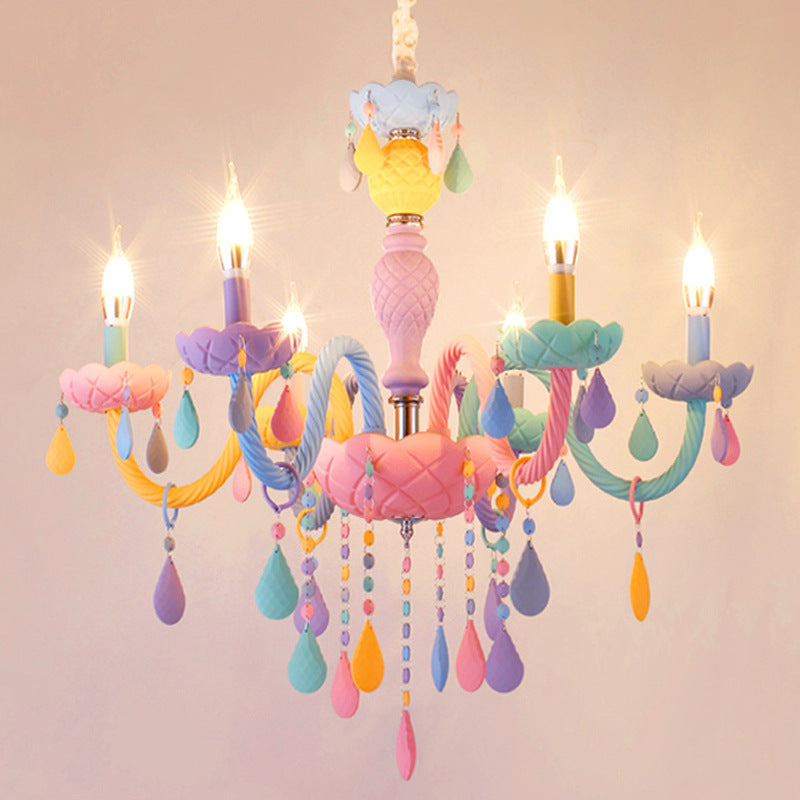 **Pastel Rainbow Multi-Colour Crystal Glass Chandelier or Wall Sconce**