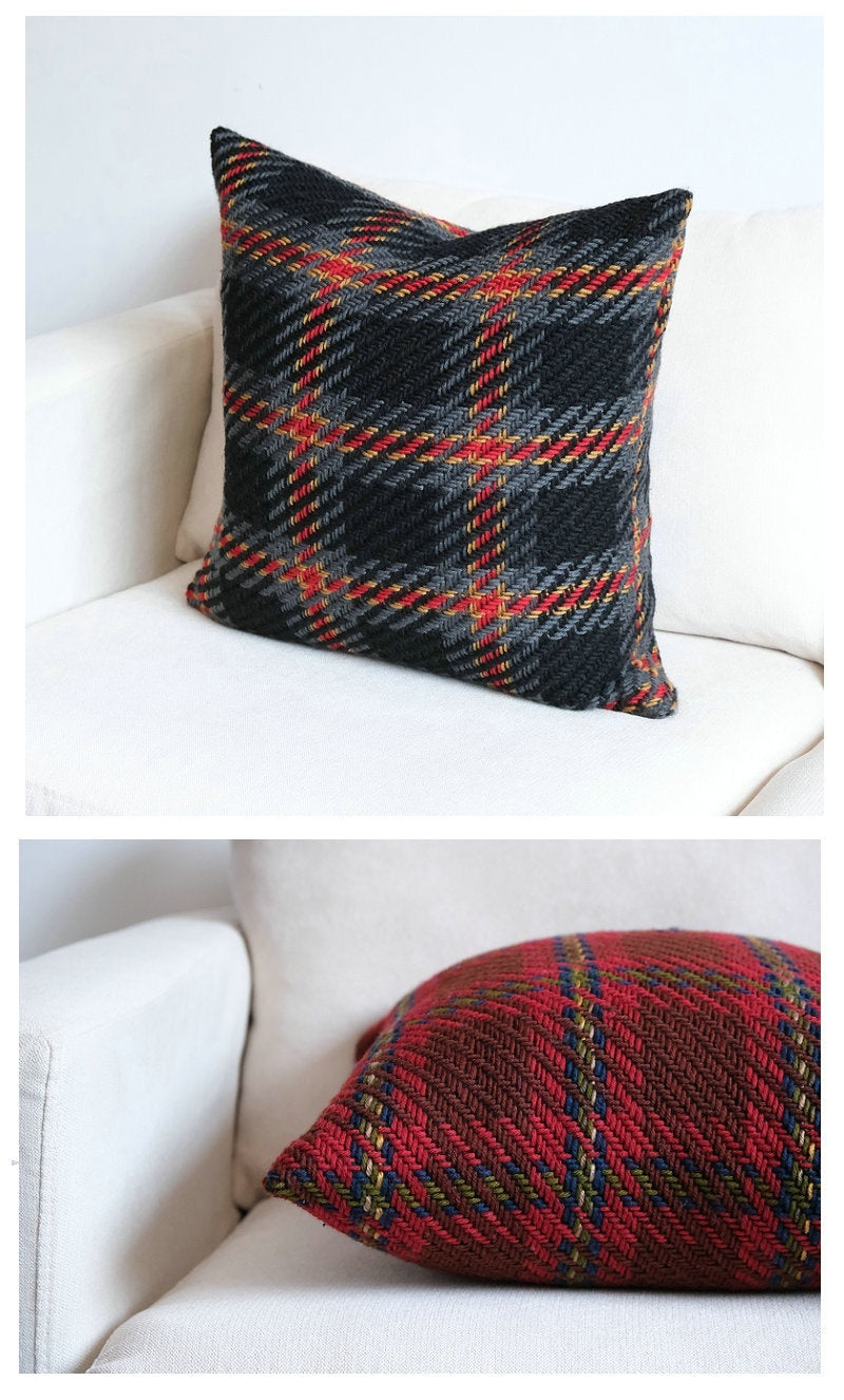 Affordable Luxury Style Plaid Wool Pillow Sofa Cushion Model Room Pillow Cover