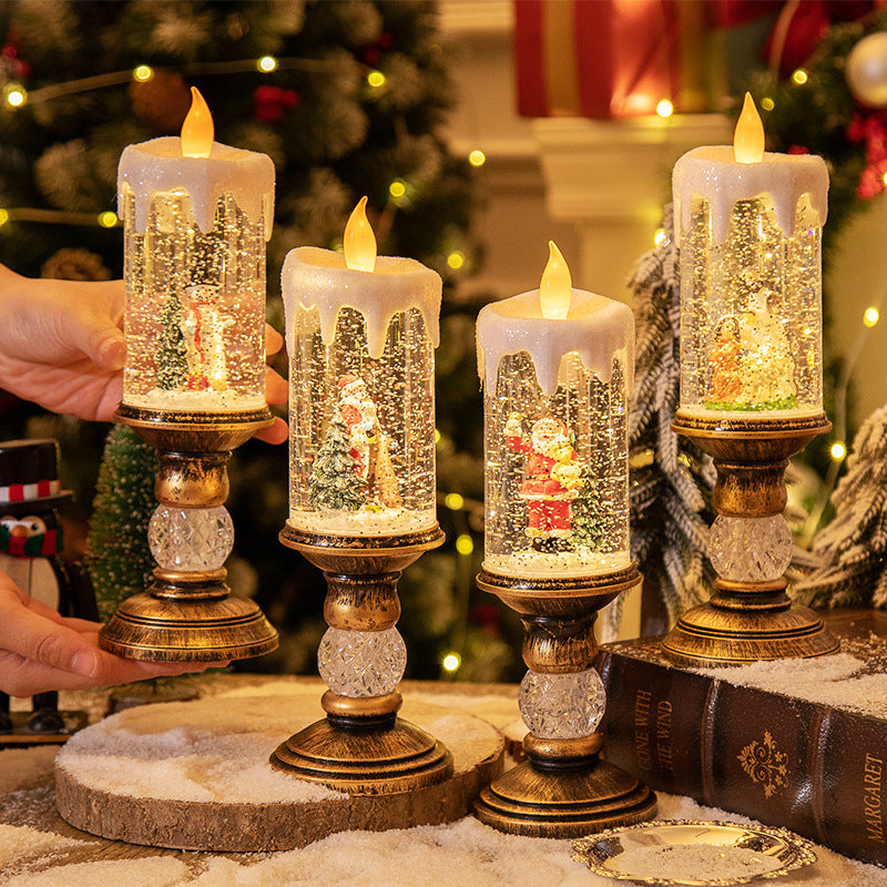 Weihnachtsdekoration im Schneekugel-Stil mit Kerzenlicht-Szene