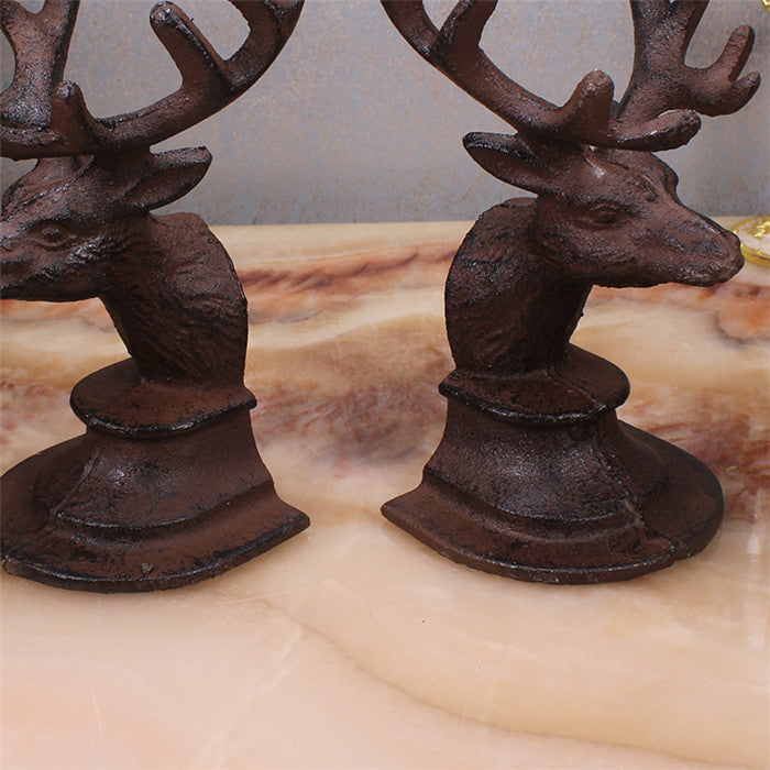 A Touch of Grandeur with the Retro Cast Iron Craft Wrought Iron Stag Head Book ends