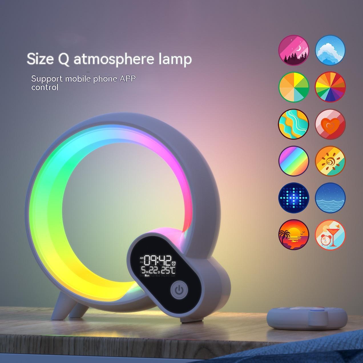 Creative Q Light Analog Sunrise Digital Display Vækkeur Bluetooth Audio Intelligent Wake-up Q Farverigt Atmosphere Light