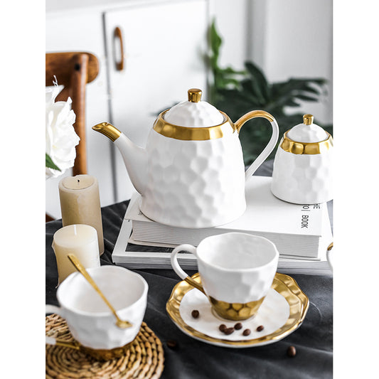 Dimple Effect Ceramic Coffee Cup Set Afternoon Tea Cup Flower Tea Set