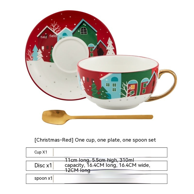 Delicate and Warming High Quality Christmas Ceramic Cup and Saucer