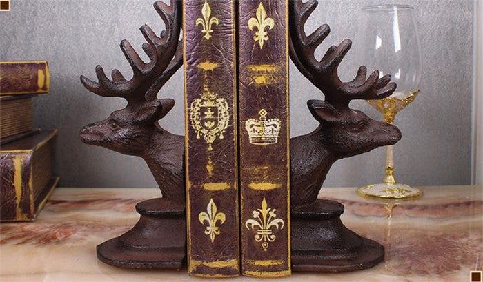 A Touch of Grandeur with the Retro Cast Iron Craft Wrought Iron Stag Head Book ends