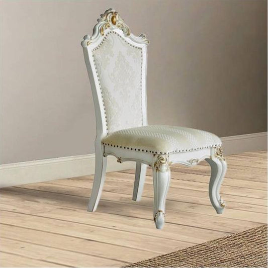 Picardy Fabric Dining Chairs Butterscotch Antique Pearl: Queen Anne Style, Tufted