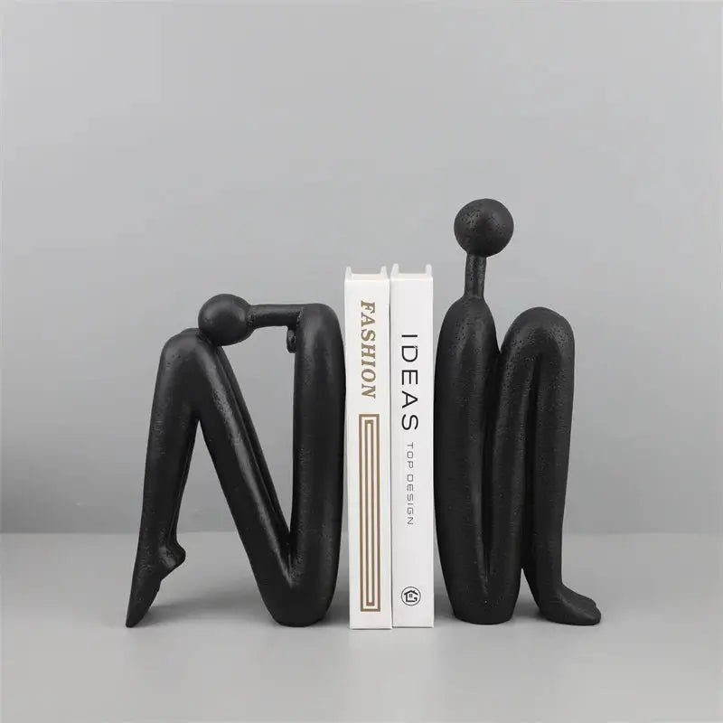 Kawaii Ornament | Stylish Human Figure Bookend in Gold and Black