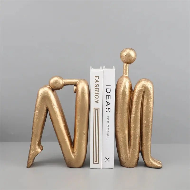 Kawaii Ornament | Stylish Human Figure Bookend in Gold and Black