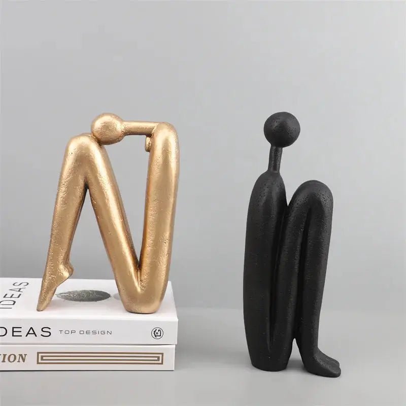 Kawaii Ornament | Stylish Human Figure Bookend in Gold and Black