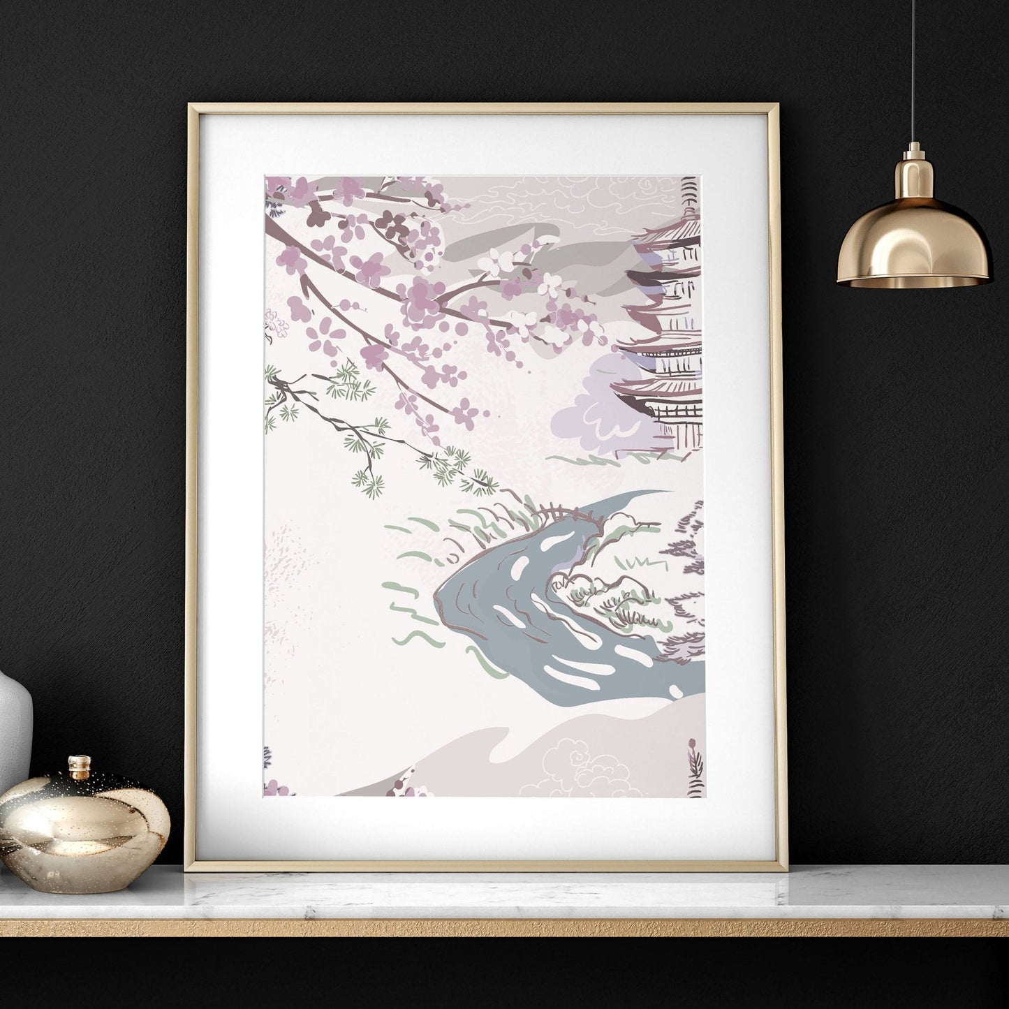 3 Chinoiserie wall art | Set of 3 wall art for living room |