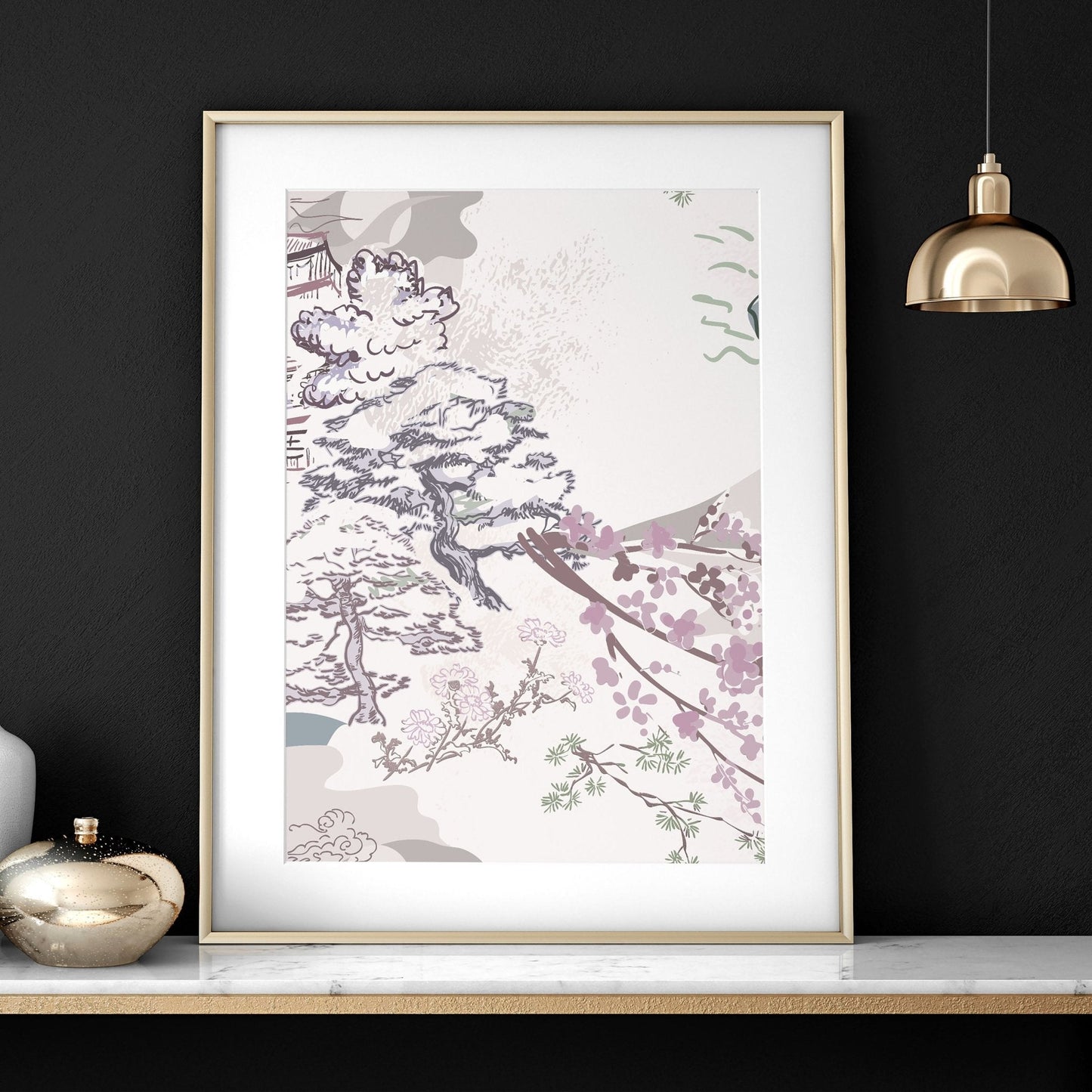 3 Chinoiserie wall art | Set of 3 wall art for living room |